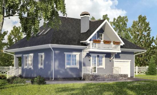 200-001-П Проект двухэтажного дома мансардой, гараж, средний дом из блока Шадринск | Проекты домов от House Expert