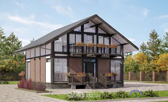 170-007-П Проект двухэтажного дома мансардный этаж, бюджетный загородный дом из дерева Далматово | Проекты домов от House Expert