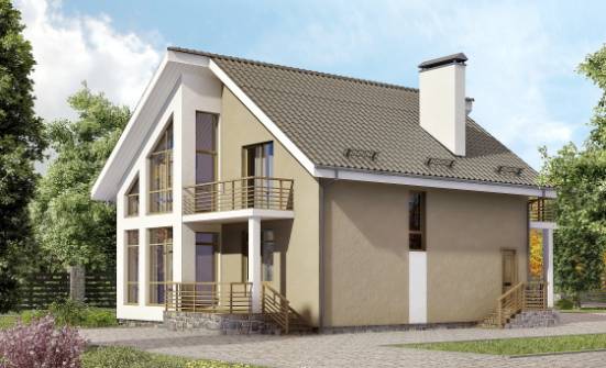 170-006-Л Проект двухэтажного дома с мансардой, классический коттедж из керамзитобетонных блоков Шадринск | Проекты домов от House Expert