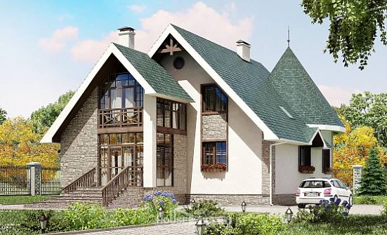 170-003-Л Проект двухэтажного дома с мансардой, недорогой дом из газосиликатных блоков Шадринск | Проекты домов от House Expert