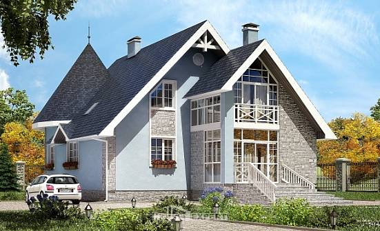 170-003-П Проект двухэтажного дома с мансардным этажом, классический загородный дом из теплоблока Курган | Проекты домов от House Expert