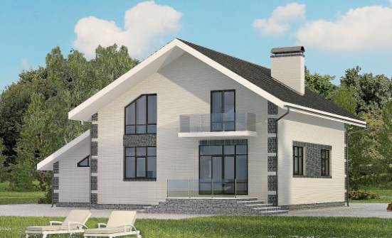 180-001-П Проект двухэтажного дома мансардой и гаражом, простой домик из теплоблока Шадринск | Проекты домов от House Expert