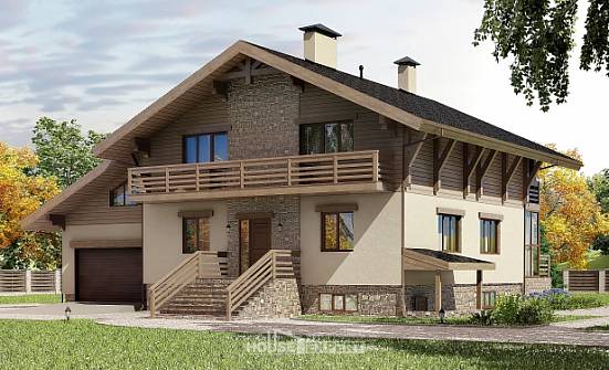 420-001-Л Проект трехэтажного дома мансардный этаж и гаражом, современный домик из кирпича Шадринск | Проекты домов от House Expert