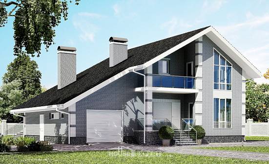 190-006-Л Проект двухэтажного дома с мансардой и гаражом, простой дом из бризолита Курган | Проекты домов от House Expert