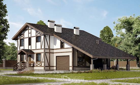 250-002-П Проект двухэтажного дома мансардой, гараж, классический коттедж из кирпича Шадринск | Проекты домов от House Expert