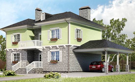 155-006-П Проект двухэтажного дома и гаражом, простой загородный дом из пеноблока Шумиха | Проекты домов от House Expert