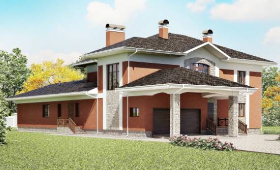 400-002-Л Проект двухэтажного дома и гаражом, огромный домик из кирпича Далматово | Проекты домов от House Expert