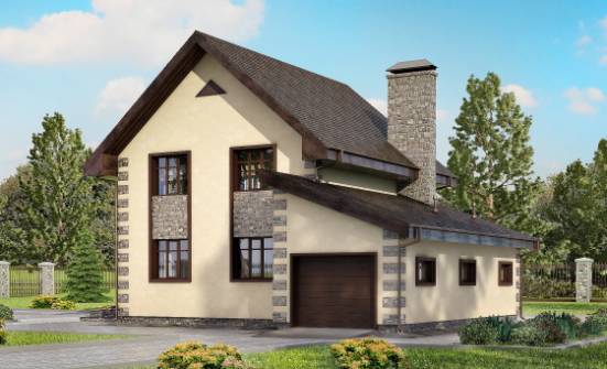 160-004-П Проект двухэтажного дома и гаражом, уютный домик из теплоблока Курган | Проекты домов от House Expert