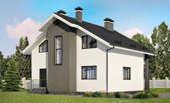 150-005-Л Проект двухэтажного дома с мансардой, классический дом из бризолита Далматово | Проекты домов от House Expert