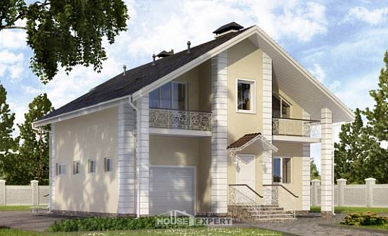 150-002-Л Проект двухэтажного дома с мансардным этажом и гаражом, бюджетный домик из арболита Шадринск | Проекты домов от House Expert