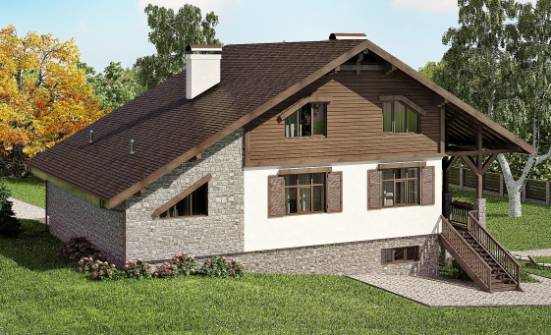 300-003-П Проект трехэтажного дома мансардой и гаражом, большой загородный дом из кирпича Шумиха | Проекты домов от House Expert