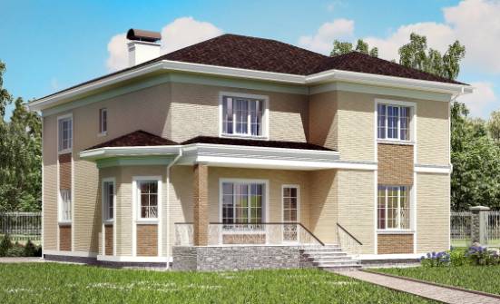 335-001-Л Проект двухэтажного дома, гараж, красивый дом из кирпича Шадринск | Проекты домов от House Expert