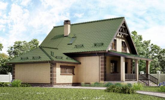 160-007-П Проект двухэтажного дома с мансардой и гаражом, небольшой загородный дом из бризолита Шадринск | Проекты домов от House Expert