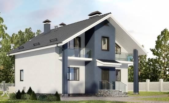 150-005-П Проект двухэтажного дома мансардой, доступный загородный дом из бризолита Курган | Проекты домов от House Expert