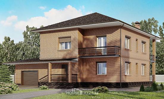 245-003-Л Проект двухэтажного дома и гаражом, классический загородный дом из кирпича Шадринск | Проекты домов от House Expert