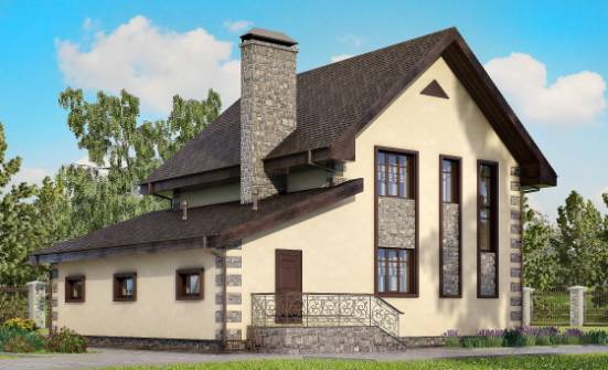 160-004-П Проект двухэтажного дома и гаражом, уютный домик из теплоблока Курган | Проекты домов от House Expert