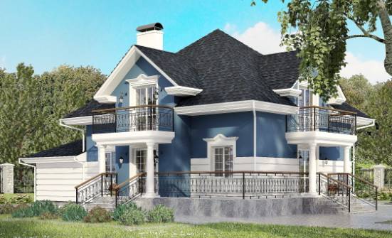 180-002-П Проект двухэтажного дома с мансардным этажом и гаражом, средний домик из кирпича Шадринск | Проекты домов от House Expert