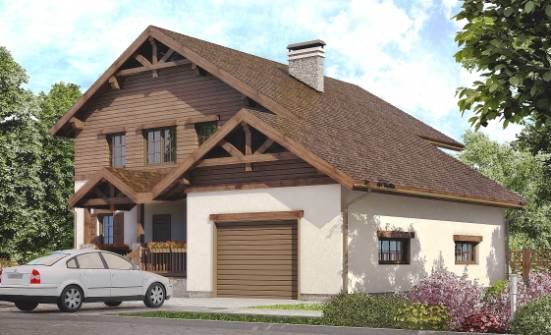 200-003-П Проект двухэтажного дома, гараж, классический домик из арболита Курган | Проекты домов от House Expert