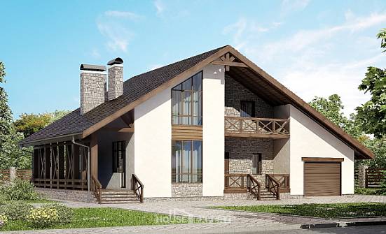265-001-П Проект двухэтажного дома мансардный этаж и гаражом, красивый дом из поризованных блоков Шадринск | Проекты домов от House Expert
