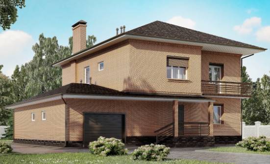 245-003-Л Проект двухэтажного дома и гаражом, классический загородный дом из кирпича Шадринск | Проекты домов от House Expert