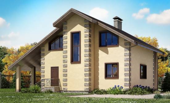 150-003-П Проект двухэтажного дома мансардой, гараж, доступный загородный дом из блока Далматово | Проекты домов от House Expert