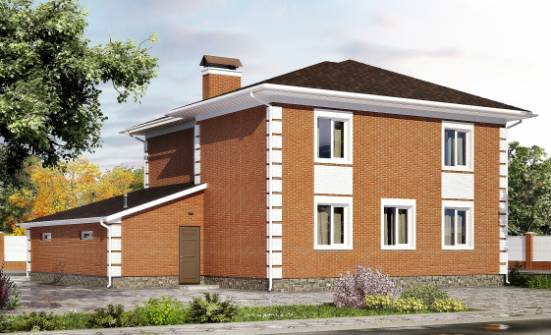 220-004-Л Проект двухэтажного дома и гаражом, простой дом из кирпича Курган | Проекты домов от House Expert