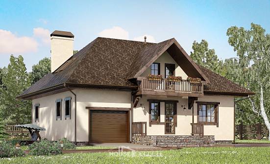 200-001-Л Проект двухэтажного дома мансардой, гараж, современный загородный дом из блока Шадринск | Проекты домов от House Expert