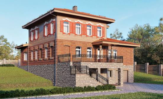 380-002-Л Проект трехэтажного дома, гараж, классический дом из кирпича Курган | Проекты домов от House Expert