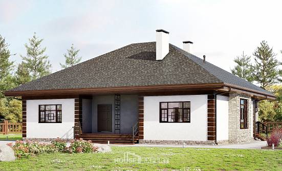 135-003-П Проект одноэтажного дома, экономичный загородный дом из теплоблока Далматово | Проекты домов от House Expert