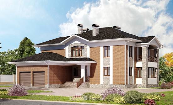 520-002-Л Проект трехэтажного дома и гаражом, большой дом из поризованных блоков Шумиха | Проекты домов от House Expert
