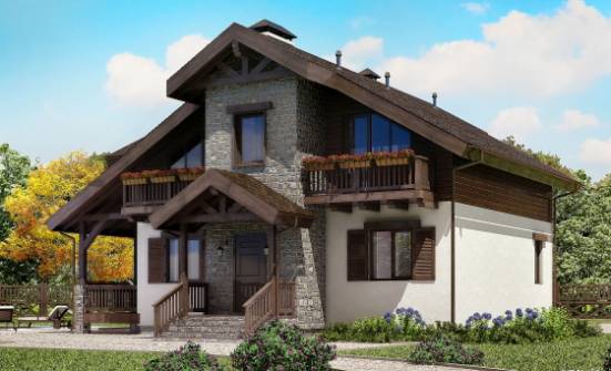 150-004-Л Проект двухэтажного дома с мансардой, небольшой домик из блока Далматово | Проекты домов от House Expert