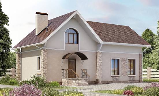 150-012-Л Проект двухэтажного дома мансардой, бюджетный дом из теплоблока Далматово | Проекты домов от House Expert
