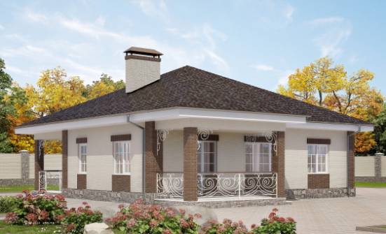 100-004-Л Проект одноэтажного дома, красивый коттедж из теплоблока Шадринск | Проекты домов от House Expert