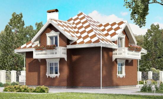 155-003-Л Проект двухэтажного дома с мансардой и гаражом, красивый дом из бризолита Шумиха | Проекты домов от House Expert