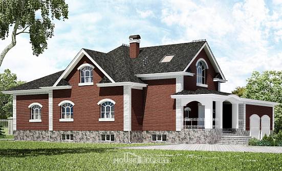 600-001-П Проект трехэтажного дома с мансардой, гараж, просторный коттедж из пеноблока Шадринск | Проекты домов от House Expert