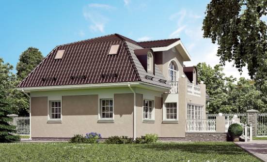 210-001-Л Проект двухэтажного дома мансардой, классический коттедж из керамзитобетонных блоков Шумиха | Проекты домов от House Expert
