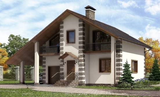 150-003-Л Проект двухэтажного дома с мансардой, гараж, экономичный дом из дерева Шумиха | Проекты домов от House Expert