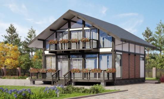 170-007-П Проект двухэтажного дома мансардный этаж, бюджетный загородный дом из дерева Далматово | Проекты домов от House Expert