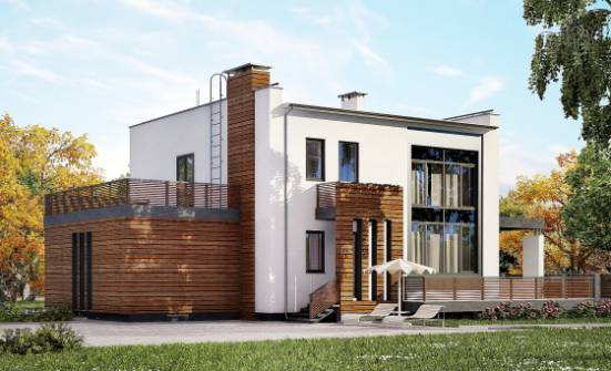 220-003-П Проект двухэтажного дома и гаражом, средний коттедж из газобетона Курган | Проекты домов от House Expert