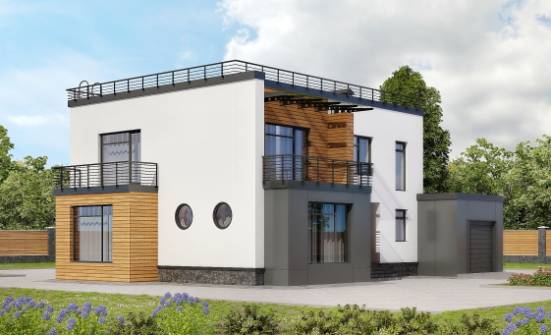 260-002-П Проект двухэтажного дома, гараж, современный загородный дом из газобетона Курган | Проекты домов от House Expert