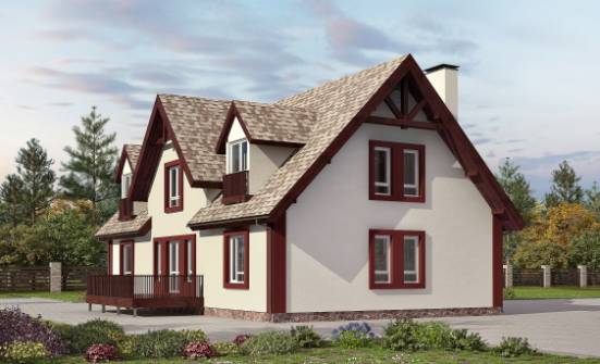 300-008-Л Проект двухэтажного дома с мансардой и гаражом, огромный домик из бризолита Далматово | Проекты домов от House Expert