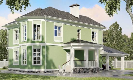 170-001-Л Проект двухэтажного дома и гаражом, бюджетный коттедж из блока Шумиха | Проекты домов от House Expert