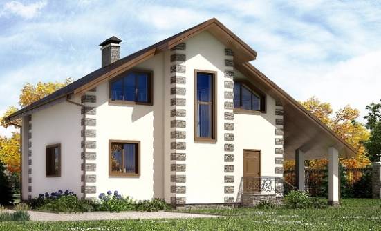 150-003-Л Проект двухэтажного дома с мансардой, гараж, экономичный дом из дерева Шумиха | Проекты домов от House Expert