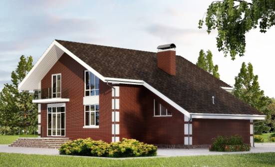 180-001-Л Проект двухэтажного дома с мансардой, гараж, экономичный дом из газобетона Шумиха | Проекты домов от House Expert