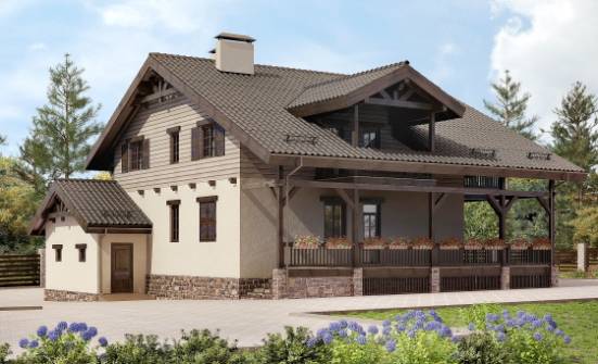 255-002-П Проект двухэтажного дома с мансардой и гаражом, классический домик из бризолита Шадринск | Проекты домов от House Expert