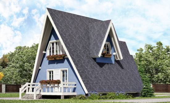 100-002-П Проект двухэтажного дома с мансардным этажом, уютный загородный дом из бревен Курган | Проекты домов от House Expert