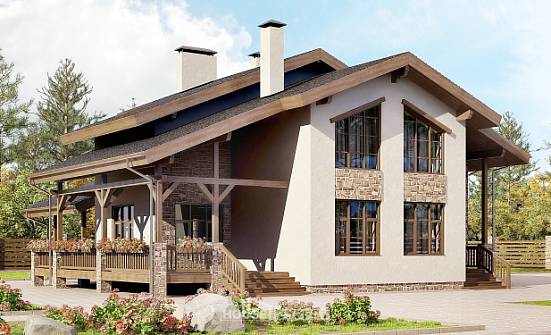 240-003-Л Проект двухэтажного дома мансардой, уютный коттедж из кирпича Шадринск | Проекты домов от House Expert