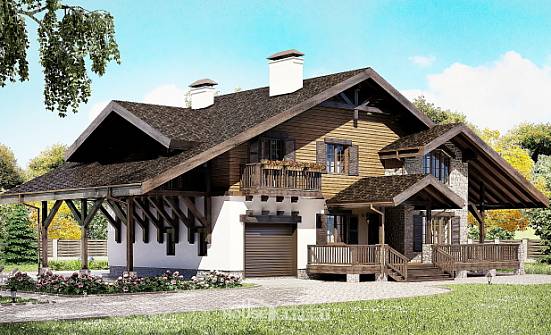 270-001-Л Проект двухэтажного дома с мансардным этажом, гараж, классический коттедж из кирпича Шадринск | Проекты домов от House Expert
