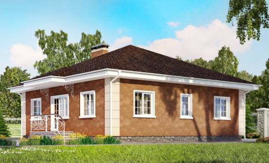 100-001-Л Проект одноэтажного дома, компактный домик из блока Далматово | Проекты одноэтажных домов от House Expert