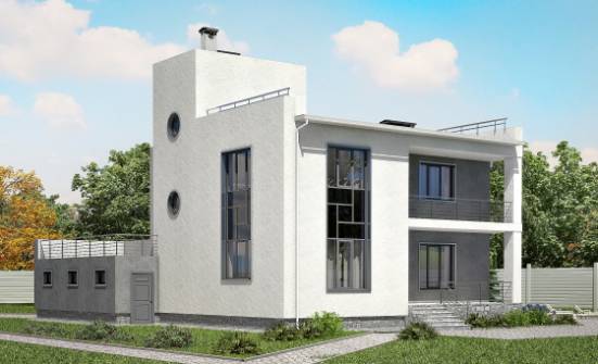 255-001-П Проект двухэтажного дома, гараж, современный дом из арболита Далматово | Проекты домов от House Expert